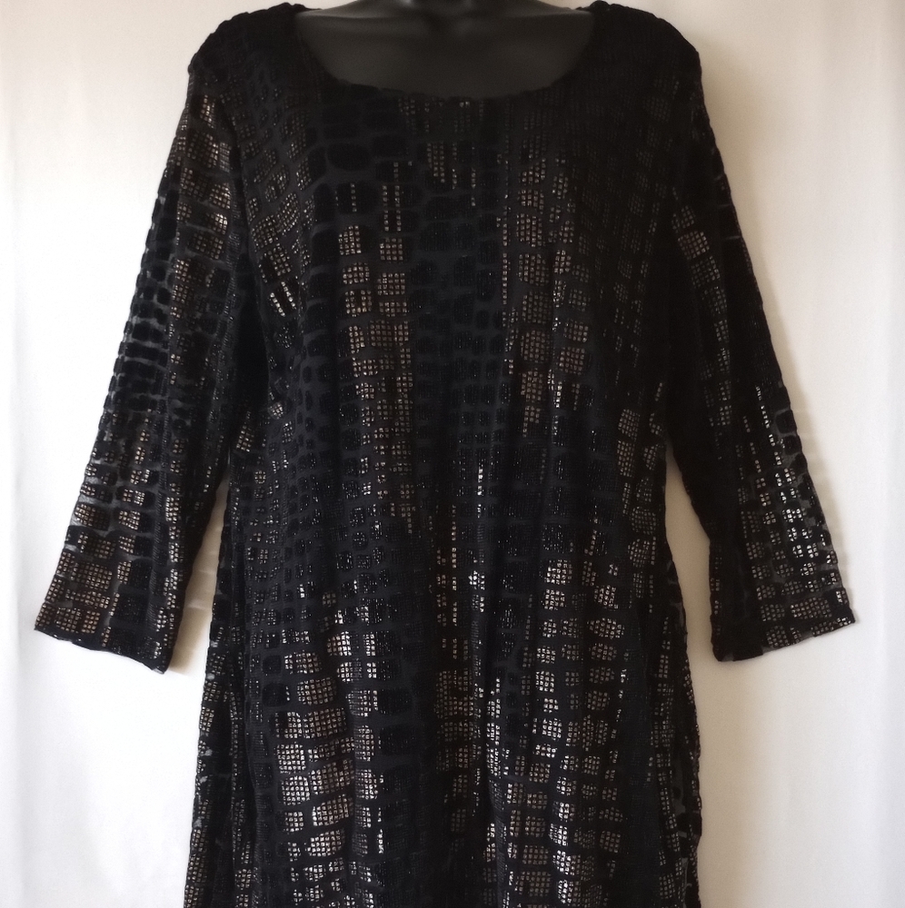 Alfani Black Golden Sheer Long Tunic Top